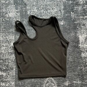 Black Double Strap Cropped Tank